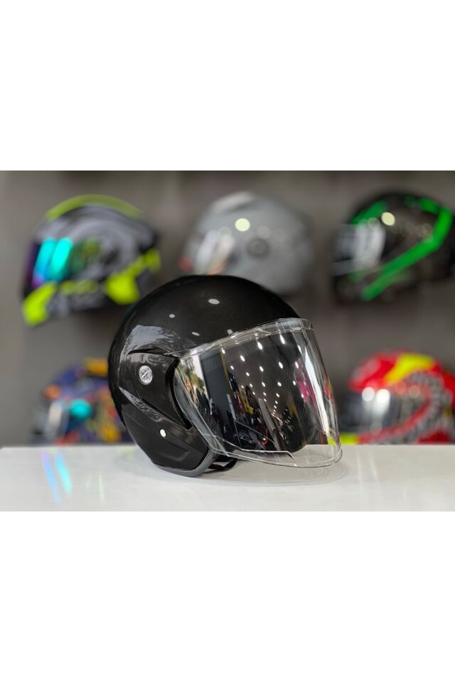Motosiklet Yarım Kask İthal A Kalite Siyah