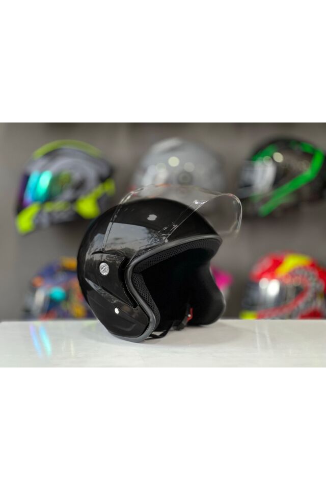 Motosiklet Yarım Kask İthal A Kalite Siyah