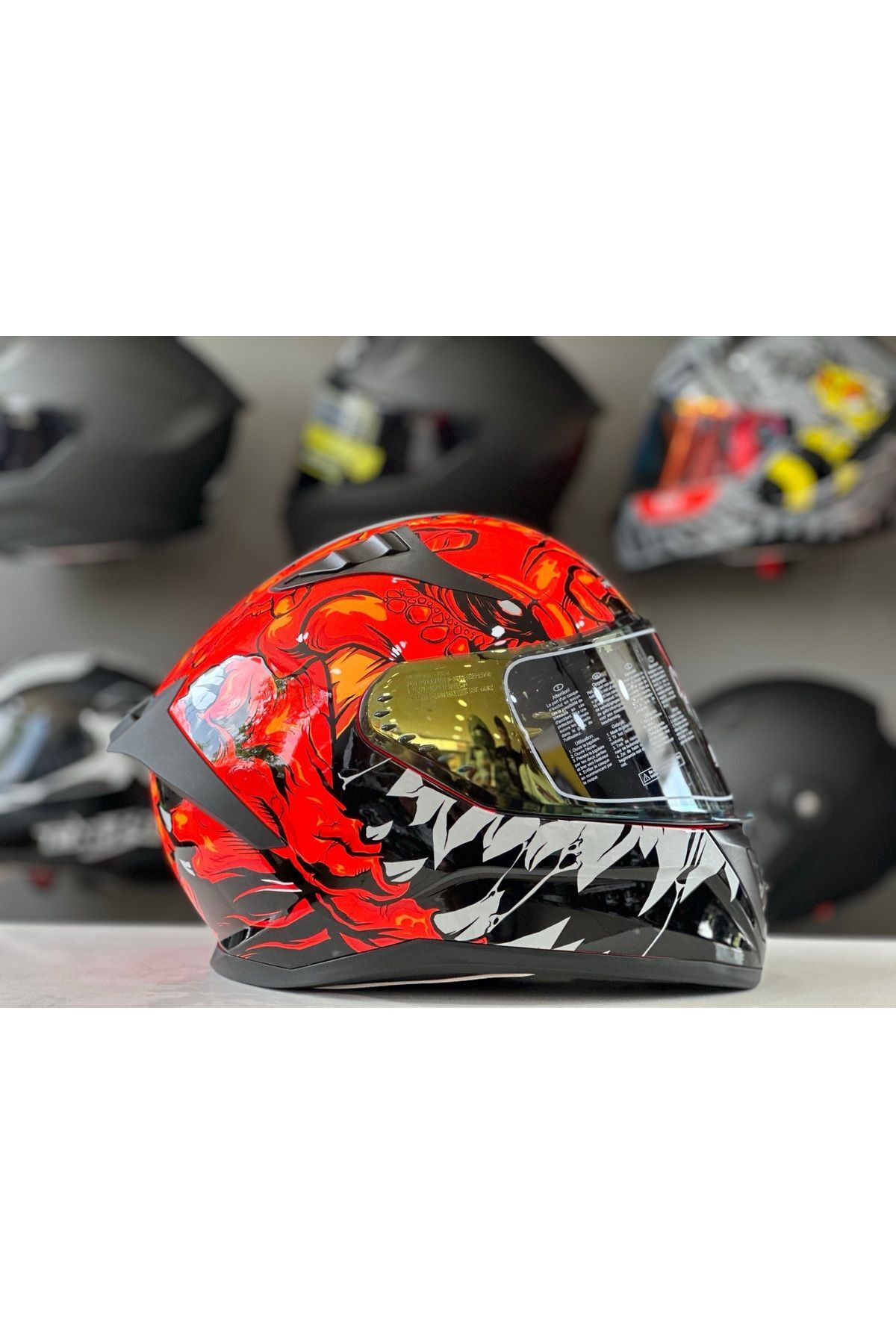 MTS PROHELMETS M-801 SNAKE LİZZARD ORANGE FULL FACE GÜNEŞ VİZÖRLÜ KASK RENKLİ CAM