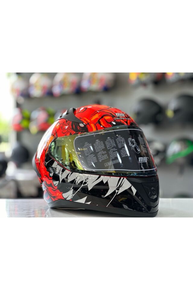 MTS PROHELMETS M-801 SNAKE LİZZARD ORANGE FULL FACE GÜNEŞ VİZÖRLÜ KASK RENKLİ CAM