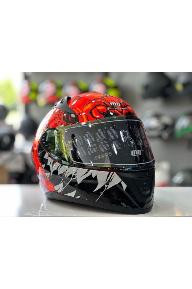MTS PROHELMETS M-801 SNAKE LİZZARD ORANGE FULL FACE GÜNEŞ VİZÖRLÜ KASK RENKLİ CAM