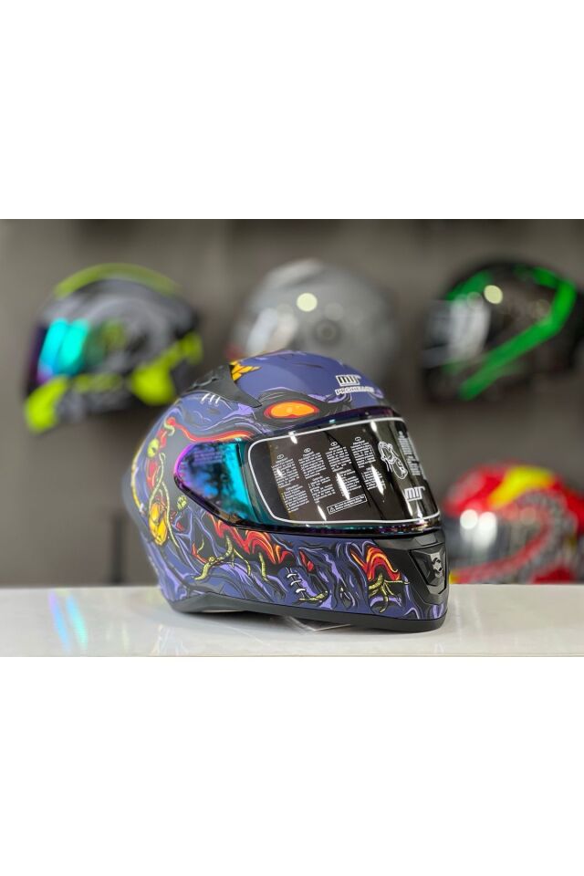 Mts Prohelmets M-801 Snake Zombies Siyah Cam Full Face Güneş Vizörlü Kask Siyah Cam