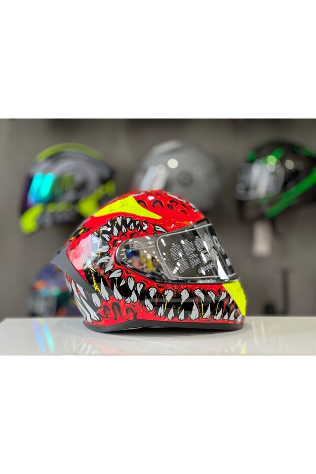 MTS PROHELMETES M-801 SNAKE DEMON FULL FACE GÜNEŞ VİZÖRLÜ KASK RENKLİ CAM