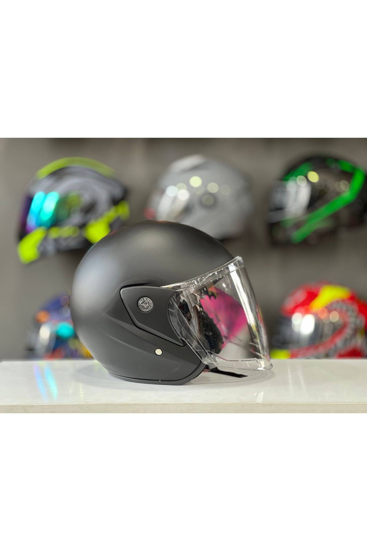 Motosiklet Yarım Kask İthal A Kalite Mat Siyah