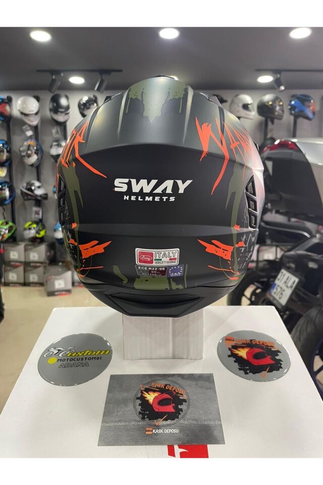 X1-X SEUL Matt Warrior Black Army Orange Moduler Kask