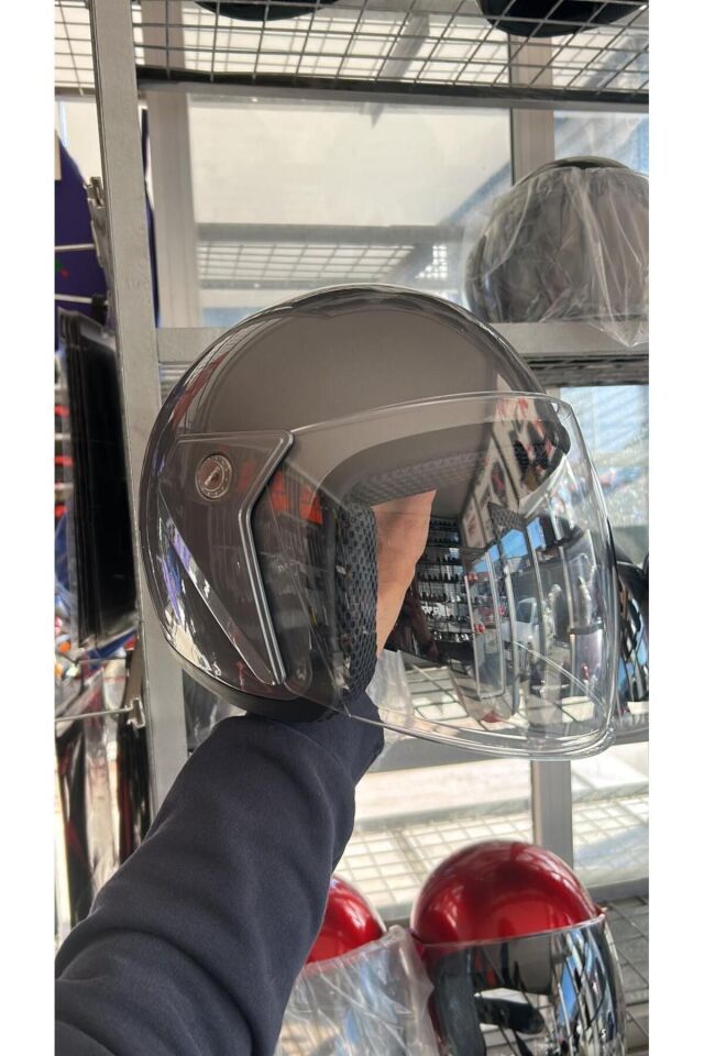 Yarım Motorsiklet Kaskı 1 Sınıf Kalite Füme