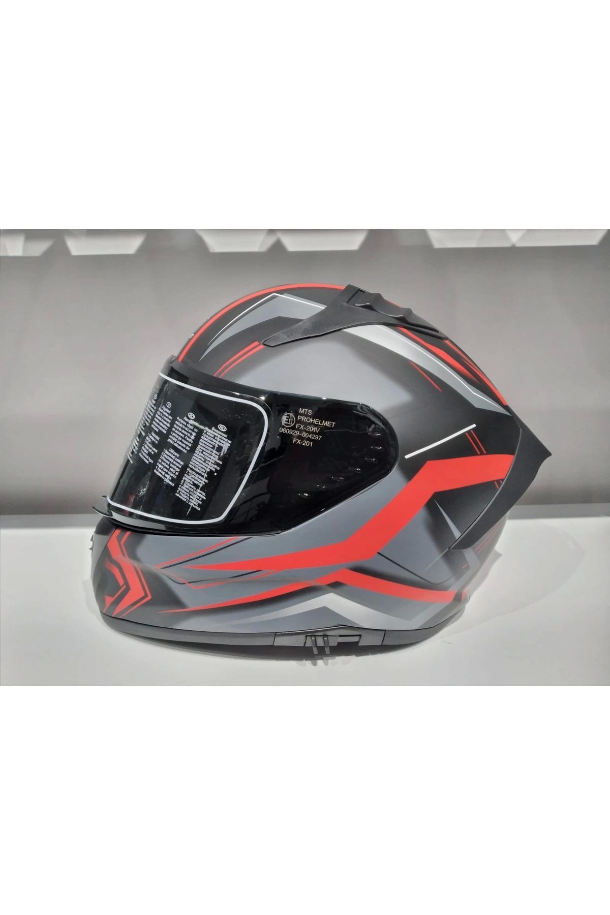 Kask Pro 801 Twılıght Güneş Gözlüklü Mat Gri/kırmızı
