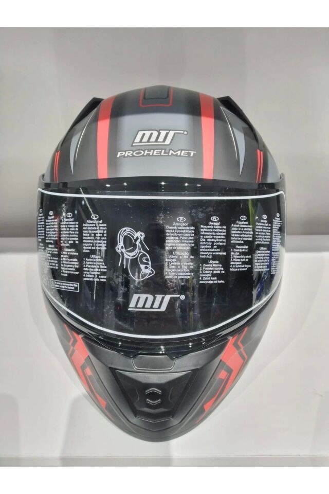 Kask Pro 801 Twılıght Güneş Gözlüklü Mat Gri/kırmızı