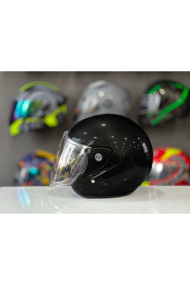 Motosiklet Yarım Kask İthal A Kalite Siyah SİYAH - XL