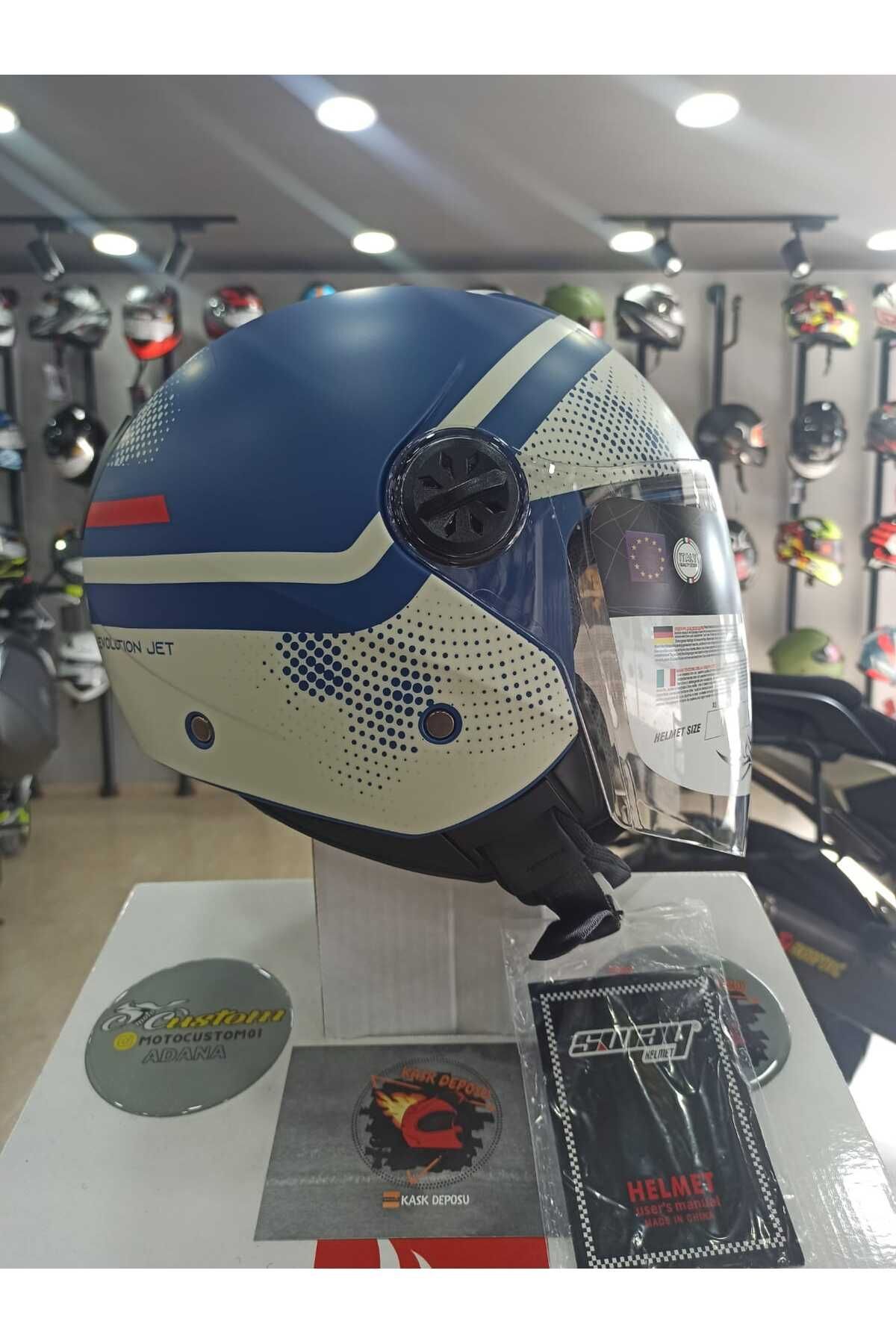 SW715 Gemini Green Beige Yarım Motosiklet Kaskı