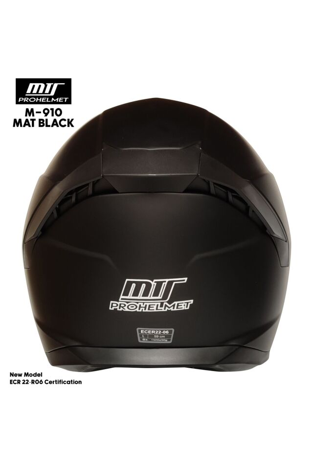 M-910 Mat Siyah Güneş Vizörlü Kask (SİYAH CAMLI)