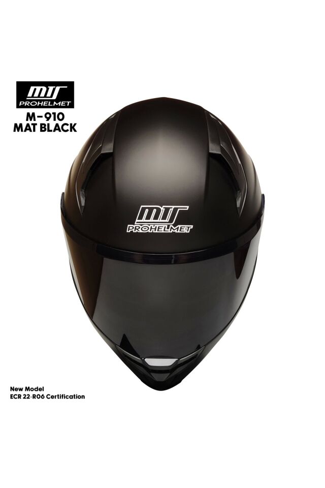 M-910 Mat Siyah Güneş Vizörlü Kask (SİYAH CAMLI)