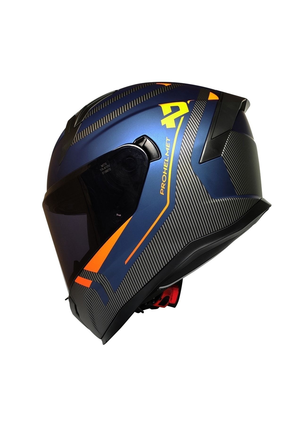 Motosiklet Kaskı Sertfikalı Güneş Vizörlü Fiber Kask Full Face Motor Kaskı 910 Blue