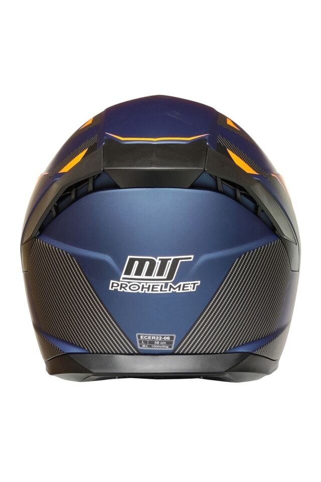 Motosiklet Kaskı Sertfikalı Güneş Vizörlü Fiber Kask Full Face Motor Kaskı 910 Blue