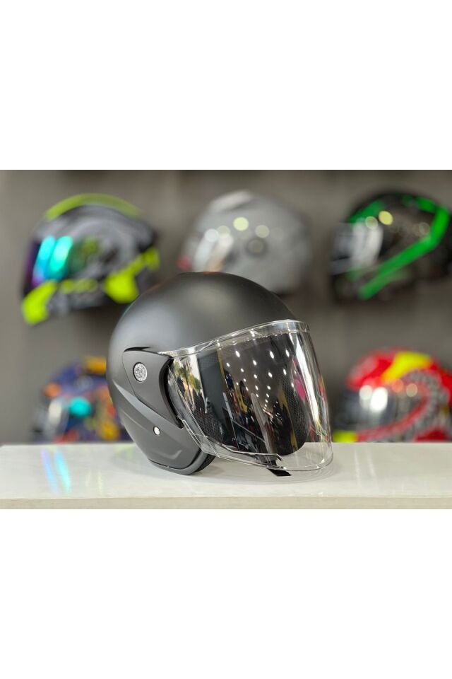 Motosiklet Yarım Kask İthal A Kalite Mat Siyah MAT SİYAH - XL