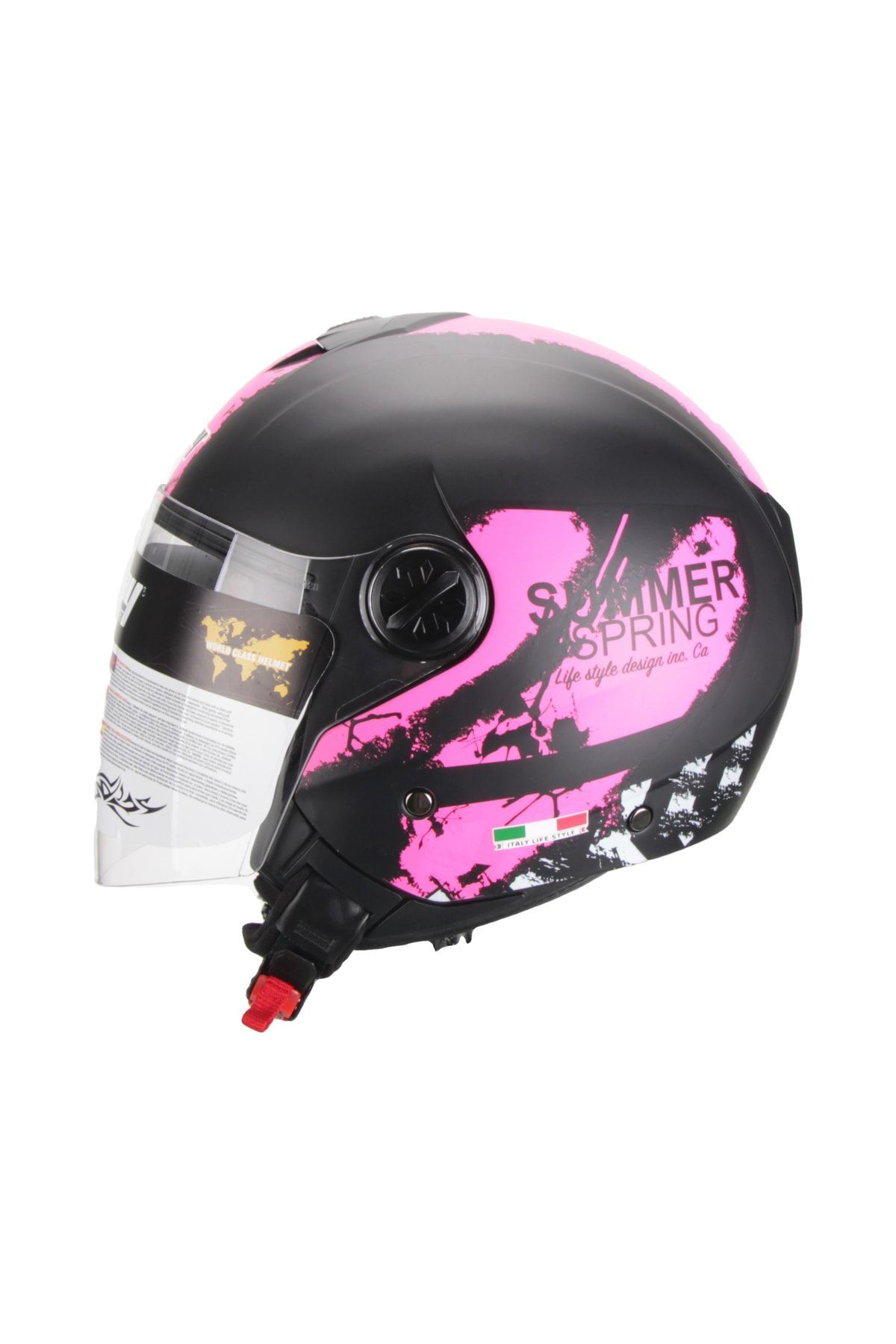 Sw 715 Mat Siyah Pembe Yarım Motosiklet Kaskı