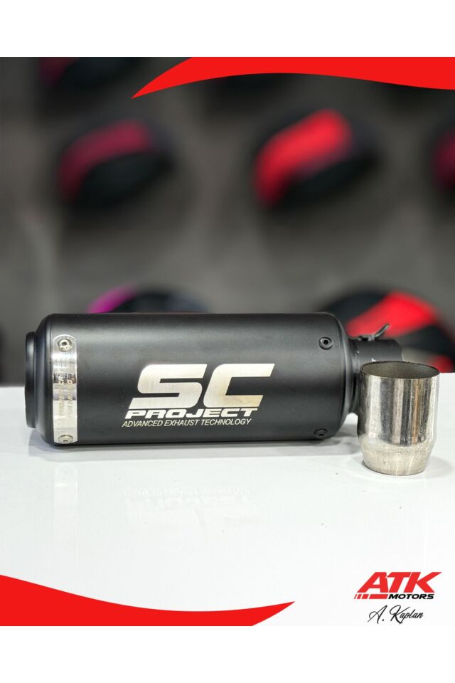 SC Project Egzoz Universal Motosiklet Egzozu Tüp Egzoz Siyah