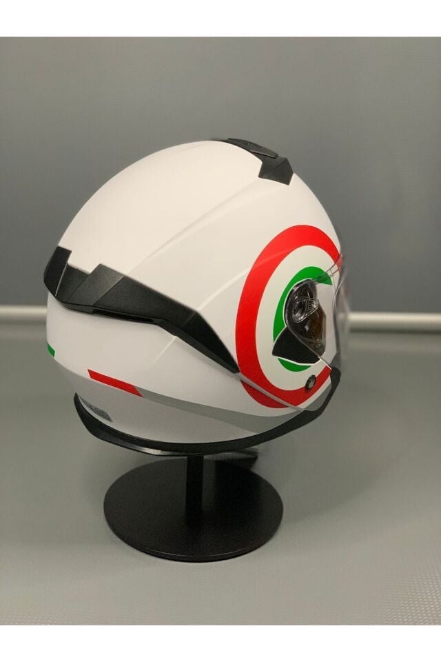 Jk-526 Güneş Vizörlü Yarım Kask Sıfır BEYAZ/RENKLİ - L