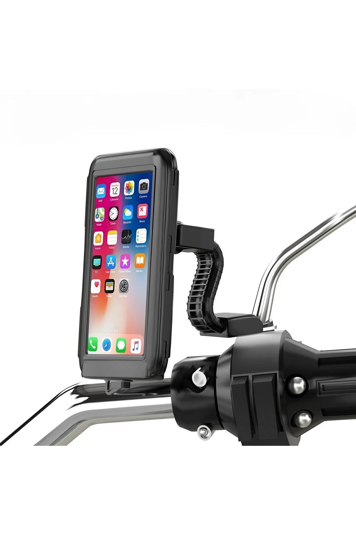 Su Geçirmez Dokunmatik Motorsiklet Bisiklet Scooter Atv Kıskaçlı Gidon Telefon Tutucu Ayarlanabilir