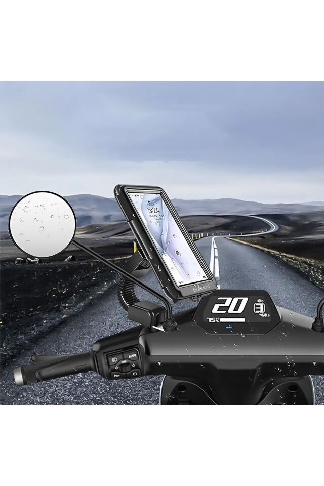 Su Geçirmez Dokunmatik Motorsiklet Bisiklet Scooter Atv Kıskaçlı Gidon Telefon Tutucu Ayarlanabilir