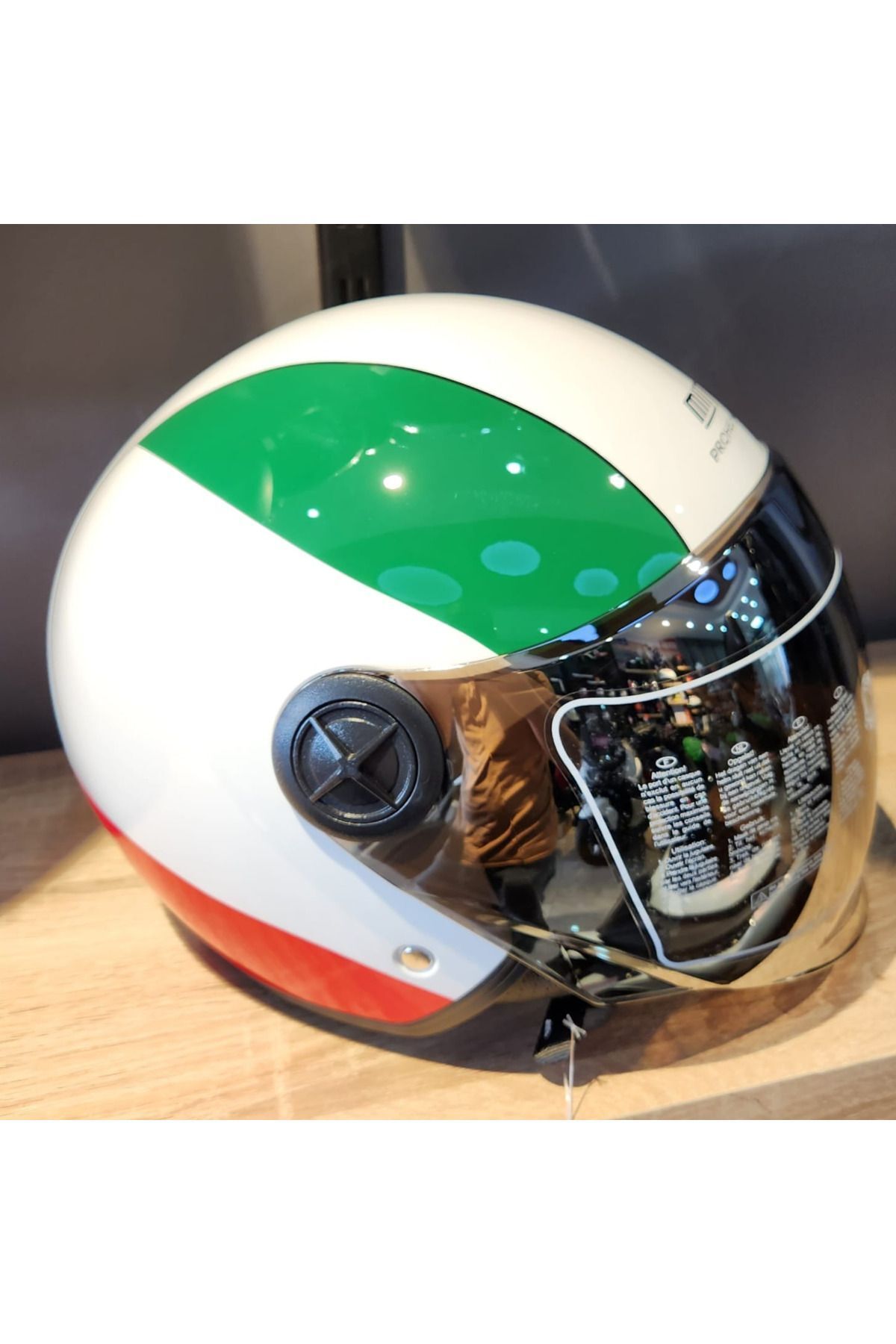 - FX-101 ITALY FLAG LONG MİRROR VİZÖRLÜ ÇENESİZ-KASK