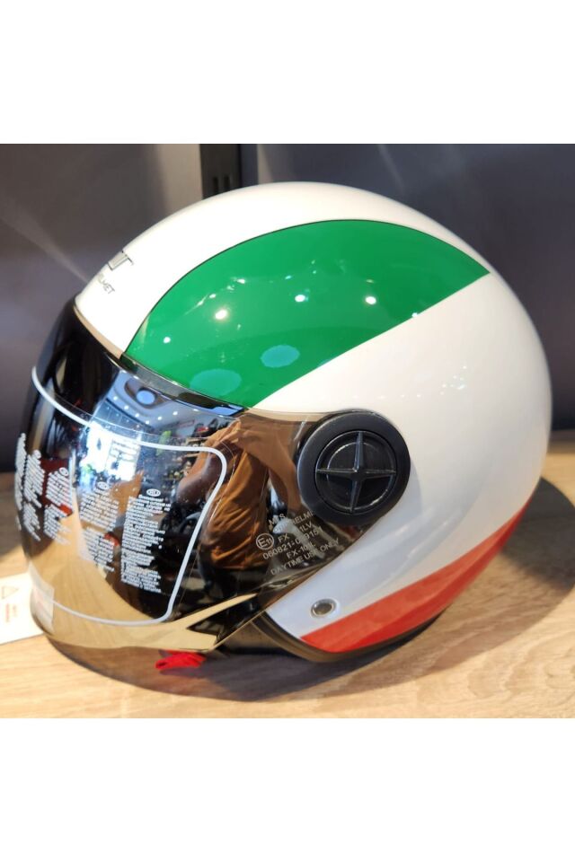- FX-101 ITALY FLAG LONG MİRROR VİZÖRLÜ ÇENESİZ-KASK