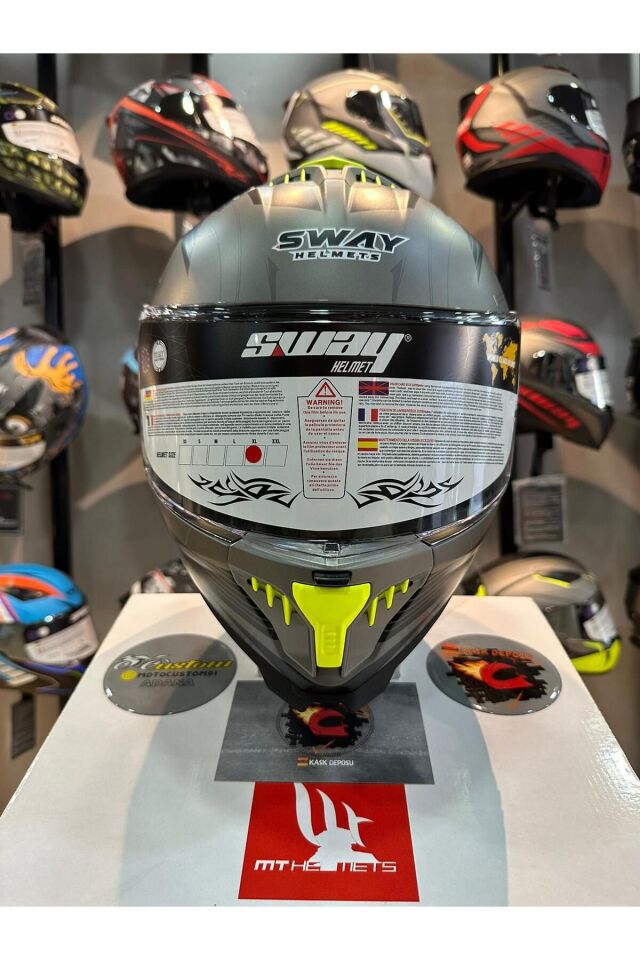 865 ST Titanium Yellow Full Face Motosiklet Kaskı Gri - 2XL