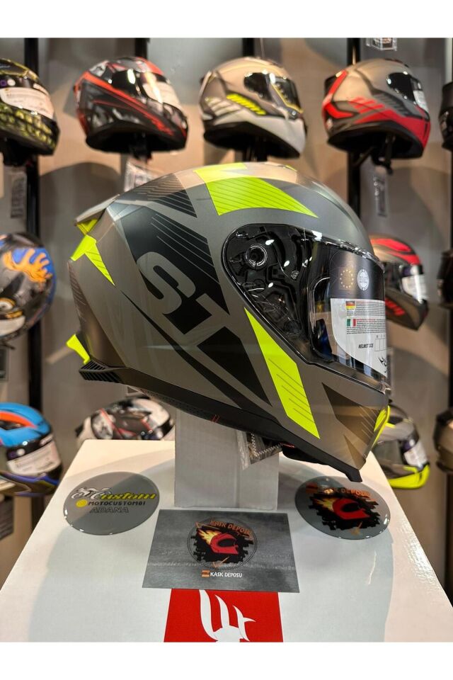 865 ST Titanium Yellow Full Face Motosiklet Kaskı Gri - 2XL