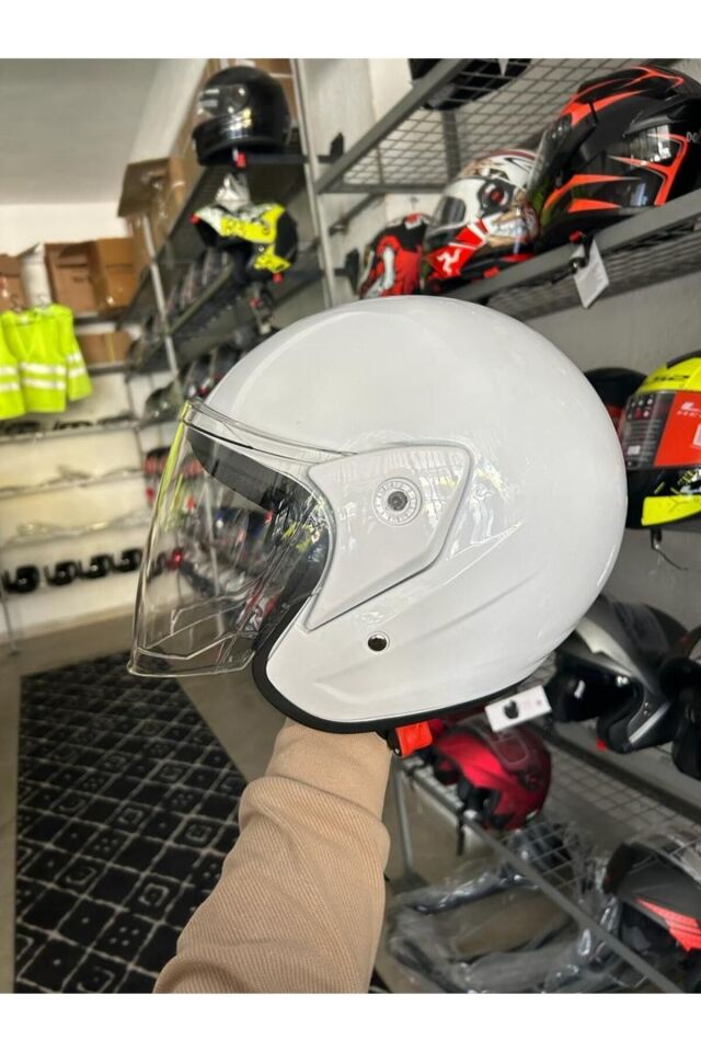 YARIM MOTORSİKLET KASKI 1 SINIF KALİTE BEYAZ