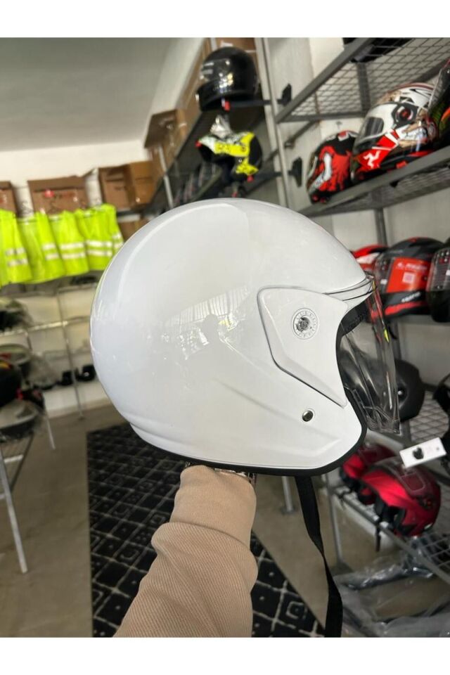 YARIM MOTORSİKLET KASKI 1 SINIF KALİTE BEYAZ