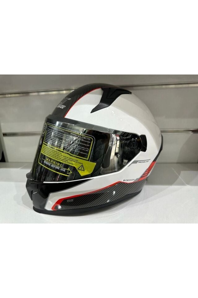 KASK MTS PRO 910 DESİNG GÜNEŞ GÖZLÜKLÜ BEYAZ/KIRMIZI