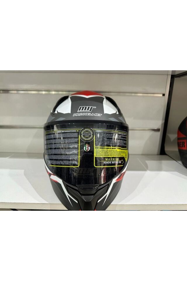 KASK MTS PRO 910 DESİNG GÜNEŞ GÖZLÜKLÜ BEYAZ/KIRMIZI