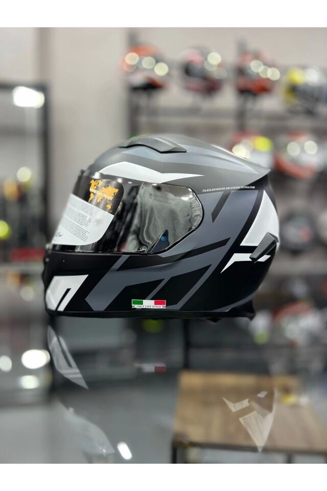 SW 820 DAKAR1 AYNA VİZÖR BLACK WHITE FULL FACE KASK