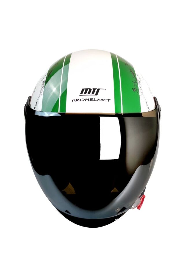 KASK MTS FX-101 PARLAK STAR/İTALY ÇENESİZ BEYAZ/KIRMIZI/YEŞİL - L