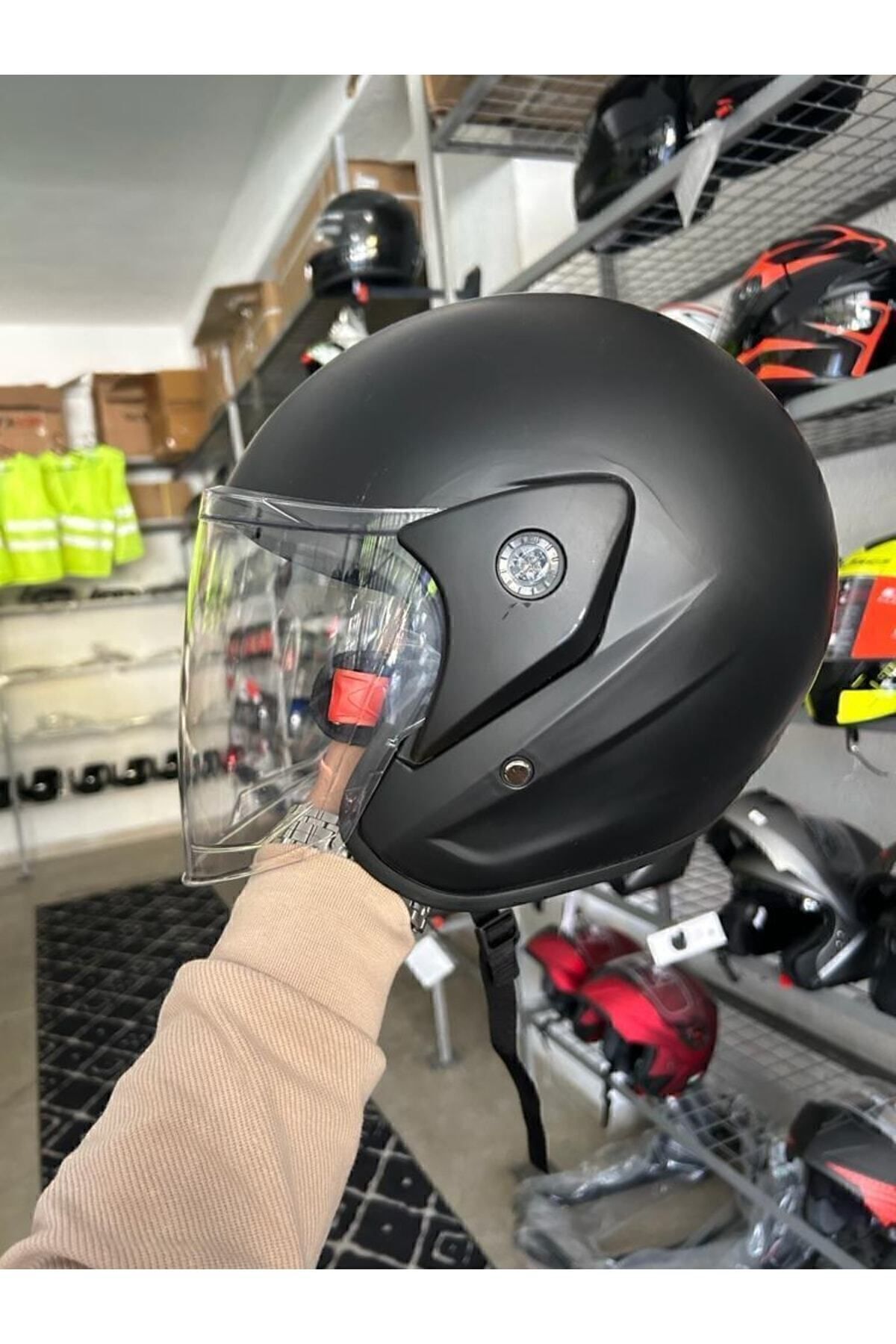 Kask Yarım Yazlık Motosiklet Kaskı Açık Kask Siyah A- Kalite