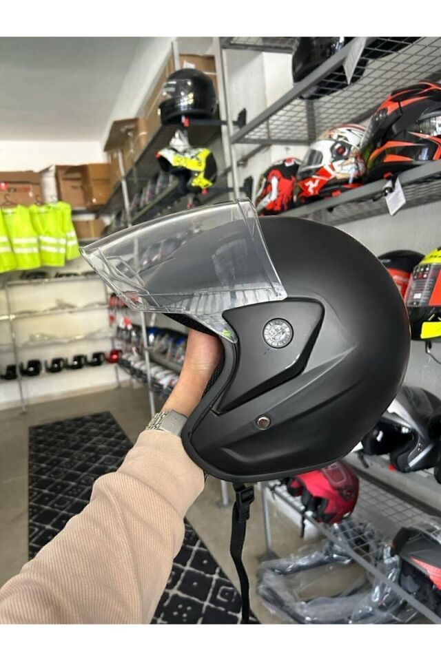 Kask Yarım Yazlık Motosiklet Kaskı Açık Kask Siyah A- Kalite