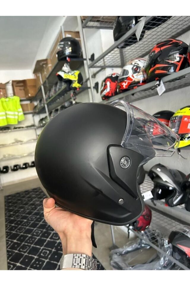 Kask Yarım Yazlık Motosiklet Kaskı Açık Kask Siyah A- Kalite