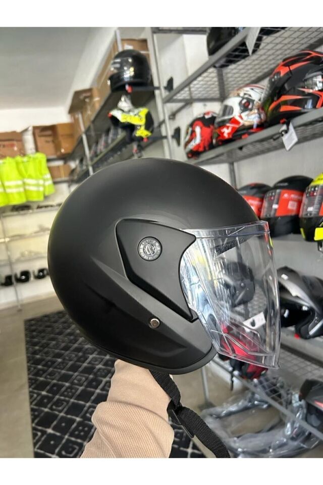 Kask Yarım Yazlık Motosiklet Kaskı Açık Kask Siyah A- Kalite