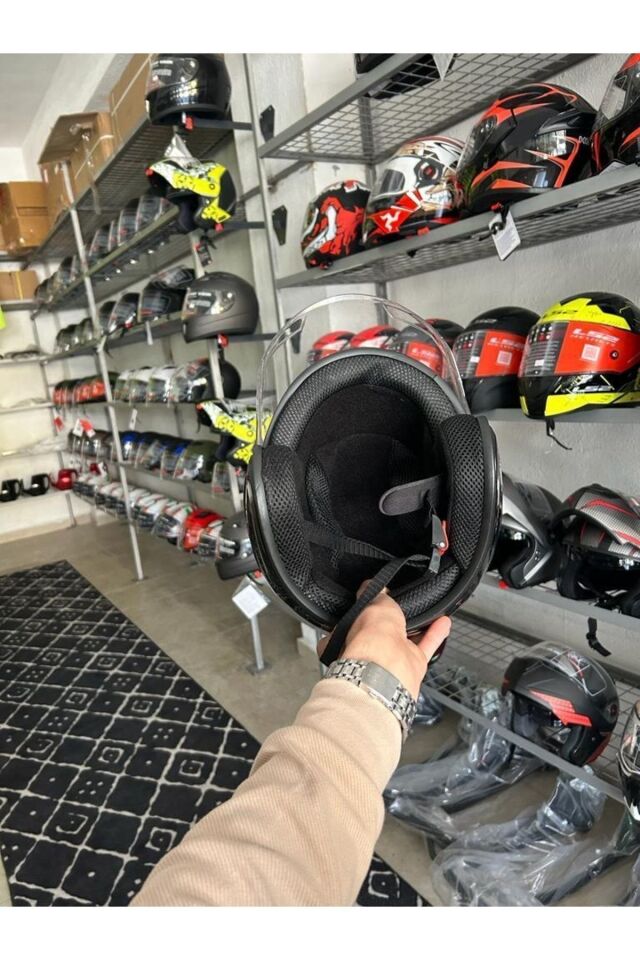 Kask Yarım Yazlık Motosiklet Kaskı Açık Kask Parlak Siyah A- Kalite