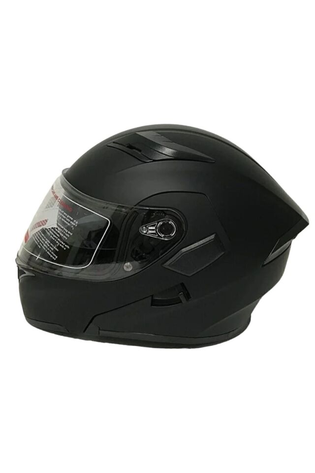 Mat Siyah Jk 902 Çene Pedli Güneş Vizörlü Çeneden Açılır Kask