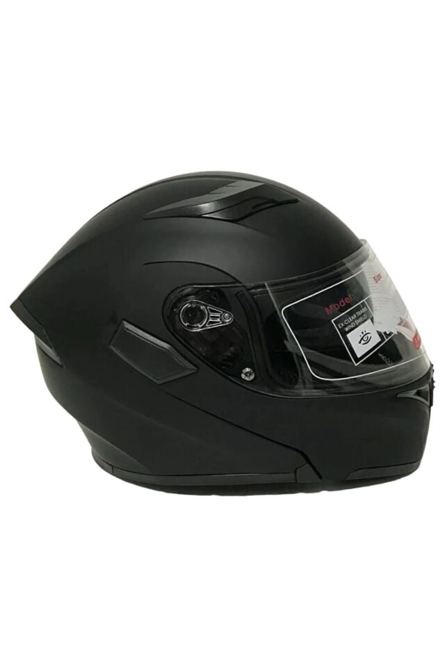 Mat Siyah Jk 902 Çene Pedli Güneş Vizörlü Çeneden Açılır Kask
