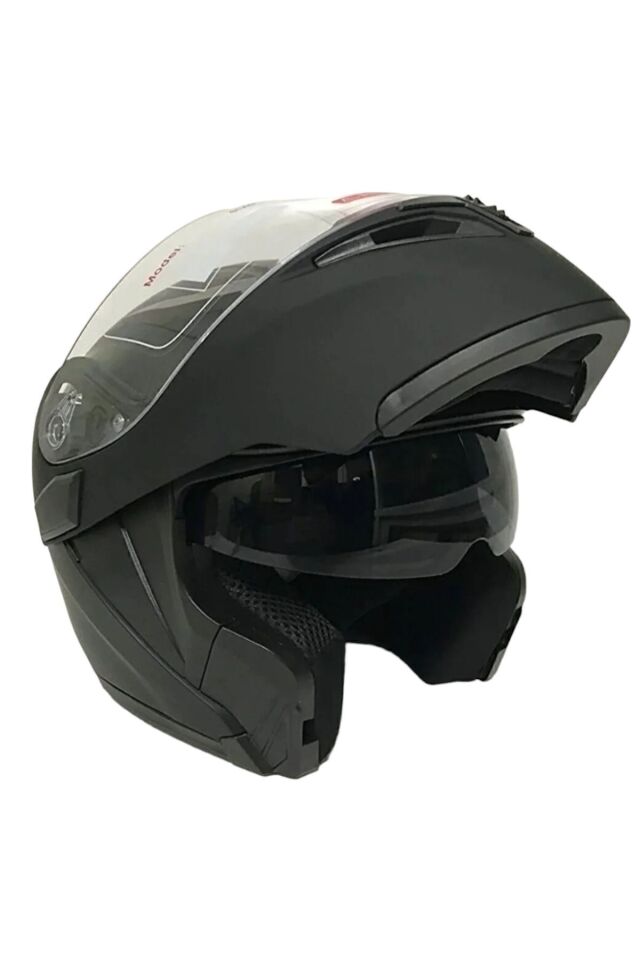 Mat Siyah Jk 902 Çene Pedli Güneş Vizörlü Çeneden Açılır Kask