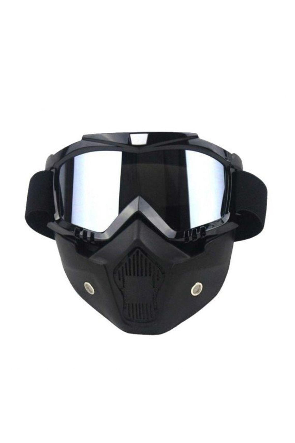Cross Motosiklet Bisiklet Gözlüğü Açık Kask Maskesi Süngerli Bant Lastikli Jet Maske Siyah Camlı