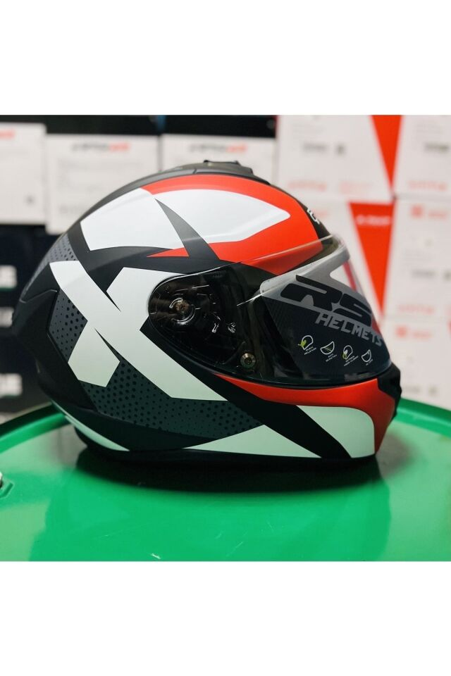 Tez Motor Dp-815 Full Face Motosiklet Kaskı 32008/1 Kırmızı-Siyah - 2XL