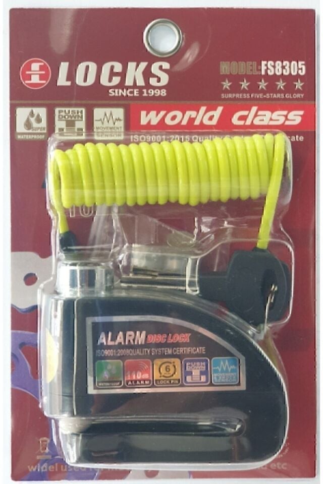 World Class 110 Db(TÜM RENKLER KARIŞIK) Alarmlı Disk Ve Hatırlatma Kablosu Kilidi