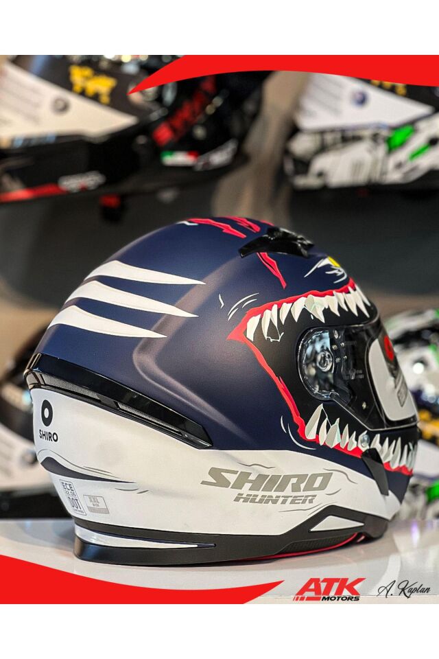 Hunter Shark Full Face Kask Tam Kask Vizör Kilitli Tasarım Kaplama DOT Sertifikalı Kask Çok Renkli - XL