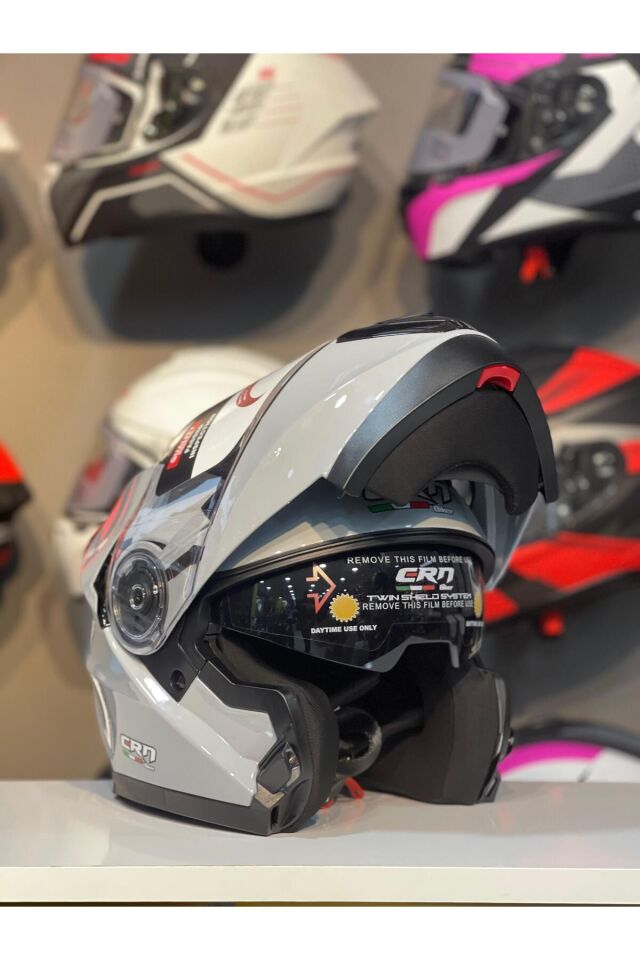 CRN 925 Çene Açılır Kask Motosiklet Kaskı GRİ - L