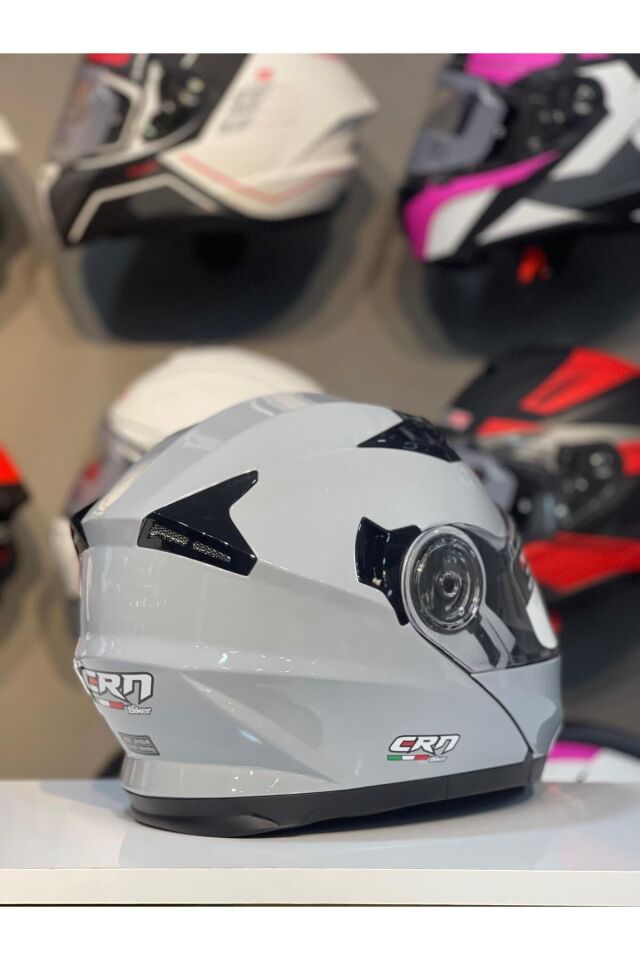 CRN 925 Çene Açılır Kask Motosiklet Kaskı GRİ - L