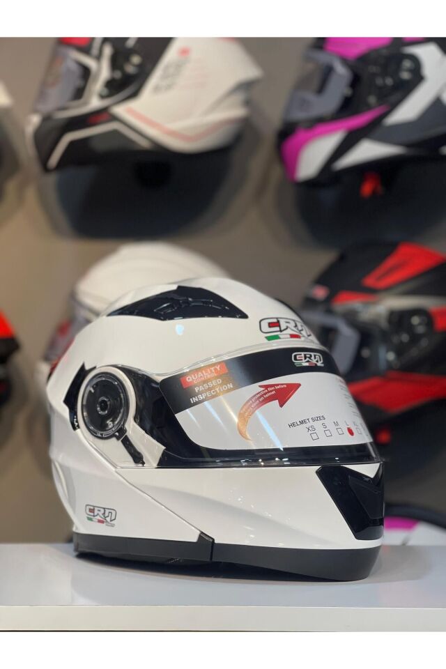 CRN 925 Çene Açılır Kask Motosiklet Kaskı Beyaz - L