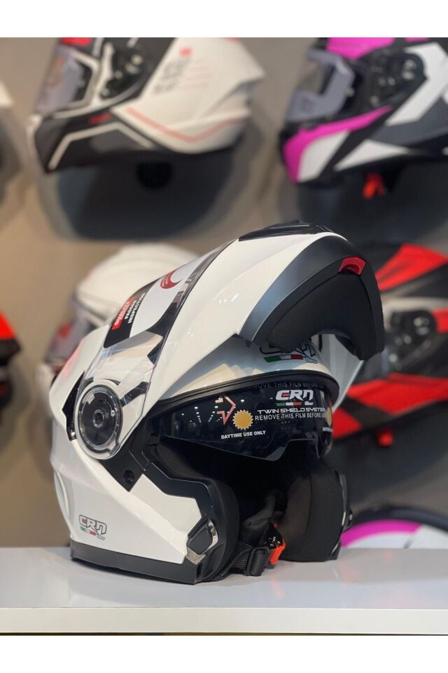 CRN 925 Çene Açılır Kask Motosiklet Kaskı Beyaz - L